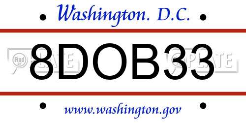 8DOB33 District Of Columbia License Plate