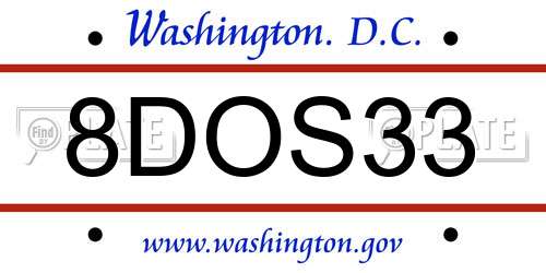 8DOS33 District Of Columbia License Plate