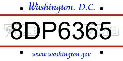 8DP6365 District Of Columbia License Plate