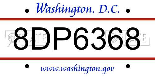 8DP6368 District Of Columbia License Plate