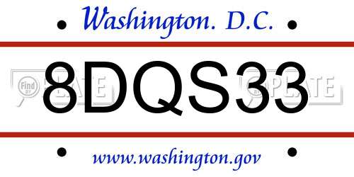 8DQS33 District Of Columbia License Plate
