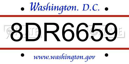 8DR6659 District Of Columbia License Plate