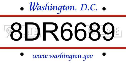 8DR6689 District Of Columbia License Plate