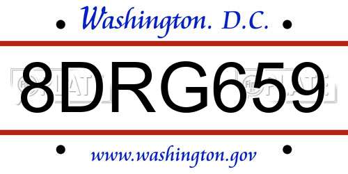 8DRG659 District Of Columbia License Plate