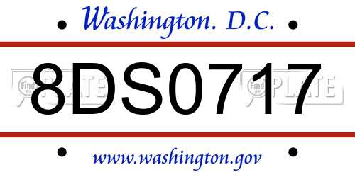 8DS0717 District Of Columbia License Plate