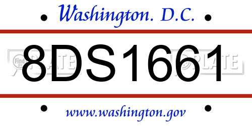 8DS1661 District Of Columbia License Plate