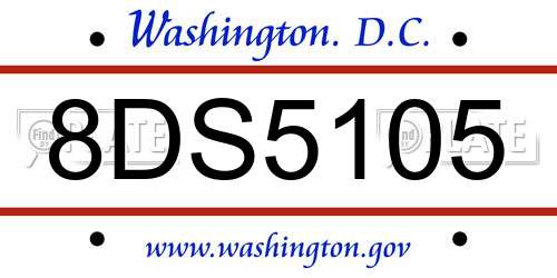 8DS5105 District Of Columbia License Plate