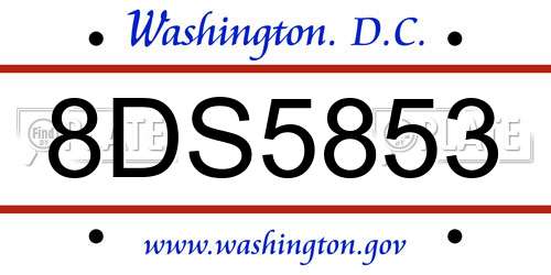 8DS5853 District Of Columbia License Plate