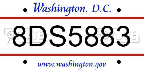 8DS5883 District Of Columbia License Plate
