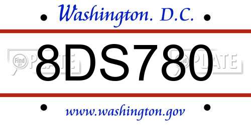 8DS780 District Of Columbia License Plate