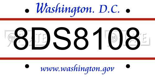 8DS8108 District Of Columbia License Plate