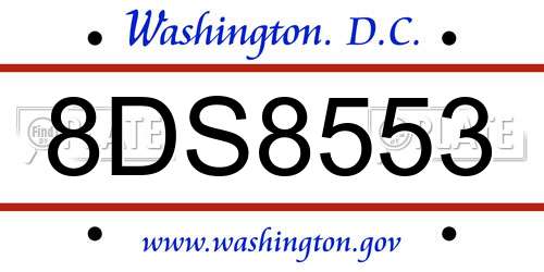 8DS8553 District Of Columbia License Plate