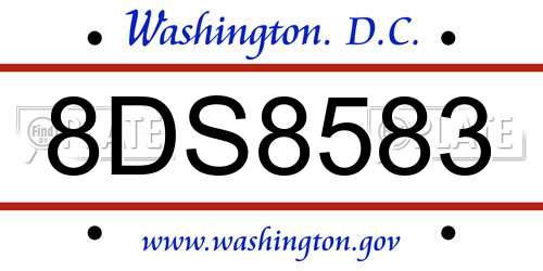 8DS8583 District Of Columbia License Plate