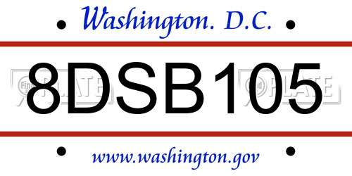8DSB105 District Of Columbia License Plate