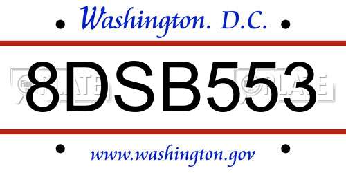 8DSB553 District Of Columbia License Plate