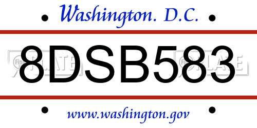 8DSB583 District Of Columbia License Plate