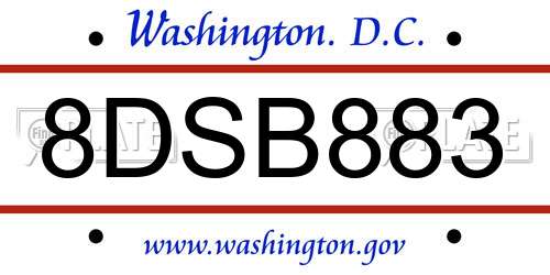 8DSB883 District Of Columbia License Plate