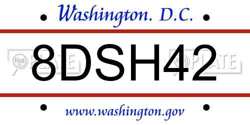 8DSH42 District Of Columbia License Plate