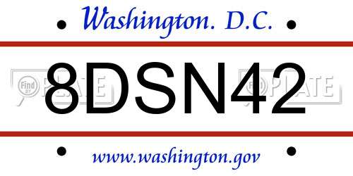 8DSN42 District Of Columbia License Plate