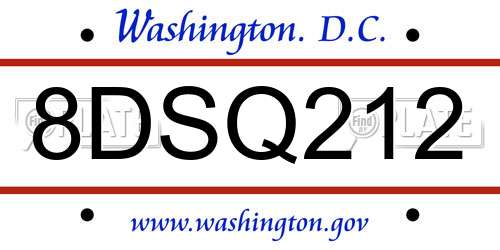 8DSQ212 District Of Columbia License Plate