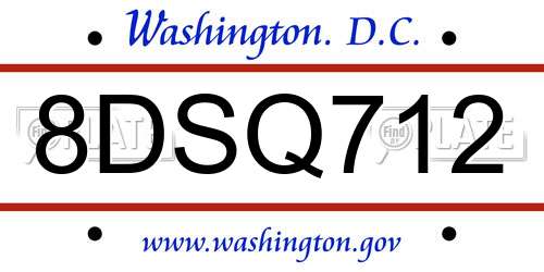 8DSQ712 District Of Columbia License Plate