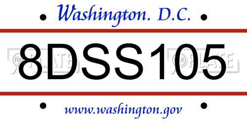 8DSS105 District Of Columbia License Plate