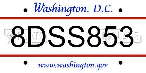 8DSS853 District Of Columbia License Plate