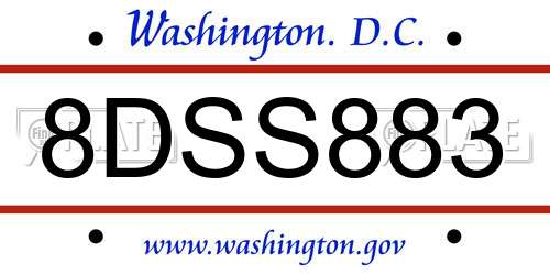 8DSS883 District Of Columbia License Plate