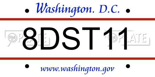 8DST11 District Of Columbia License Plate