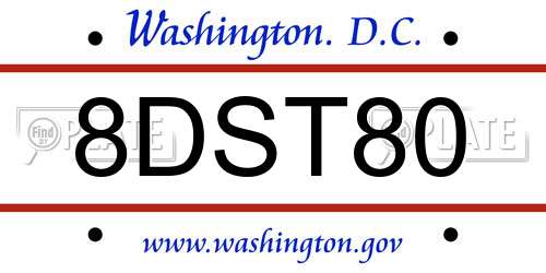 8DST80 District Of Columbia License Plate