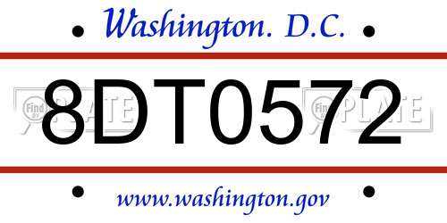 8DT0572 District Of Columbia License Plate