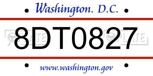 8DT0827 District Of Columbia License Plate