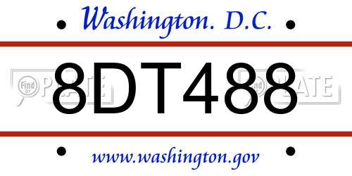 8DT488 District Of Columbia License Plate