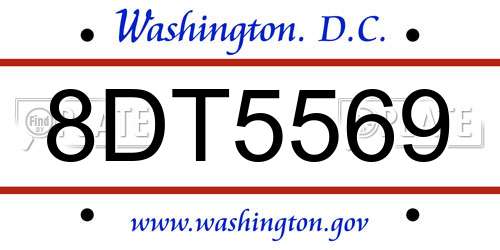 8DT5569 District Of Columbia License Plate