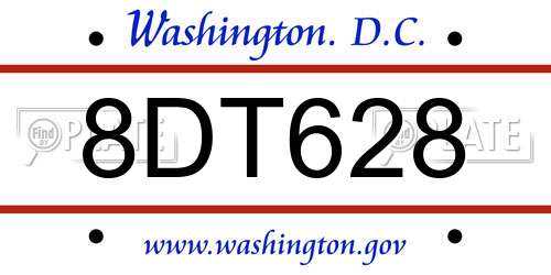 8DT628 District Of Columbia License Plate