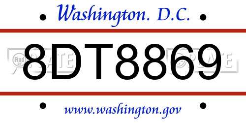 8DT8869 District Of Columbia License Plate