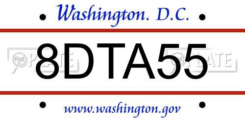 8DTA55 District Of Columbia License Plate