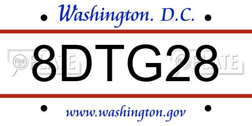 8DTG28 District Of Columbia License Plate