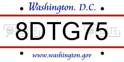8DTG75 District Of Columbia License Plate