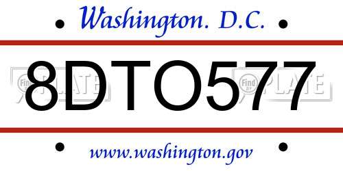 8DTO577 District Of Columbia License Plate