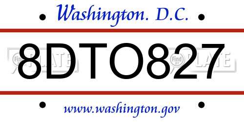 8DTO827 District Of Columbia License Plate