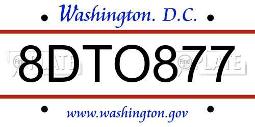 8DTO877 District Of Columbia License Plate