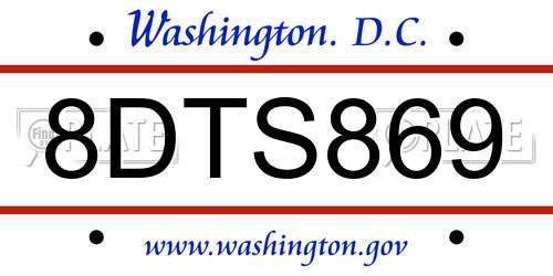 8DTS869 District Of Columbia License Plate