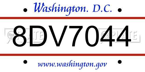 8DV7044 District Of Columbia License Plate