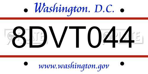 8DVT044 District Of Columbia License Plate