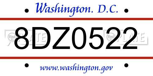 8DZ0522 District Of Columbia License Plate