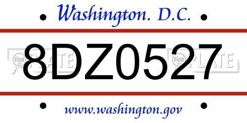 8DZ0527 District Of Columbia License Plate