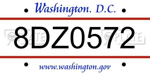8DZ0572 District Of Columbia License Plate