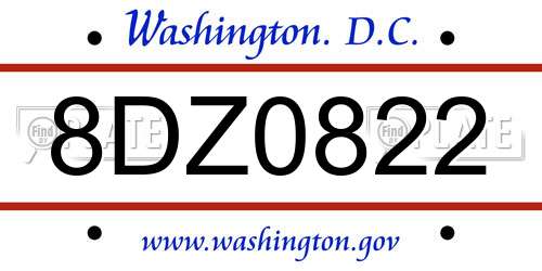 8DZ0822 District Of Columbia License Plate