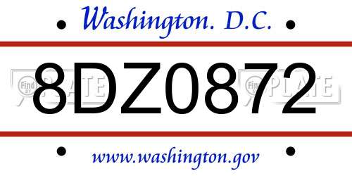 8DZ0872 District Of Columbia License Plate